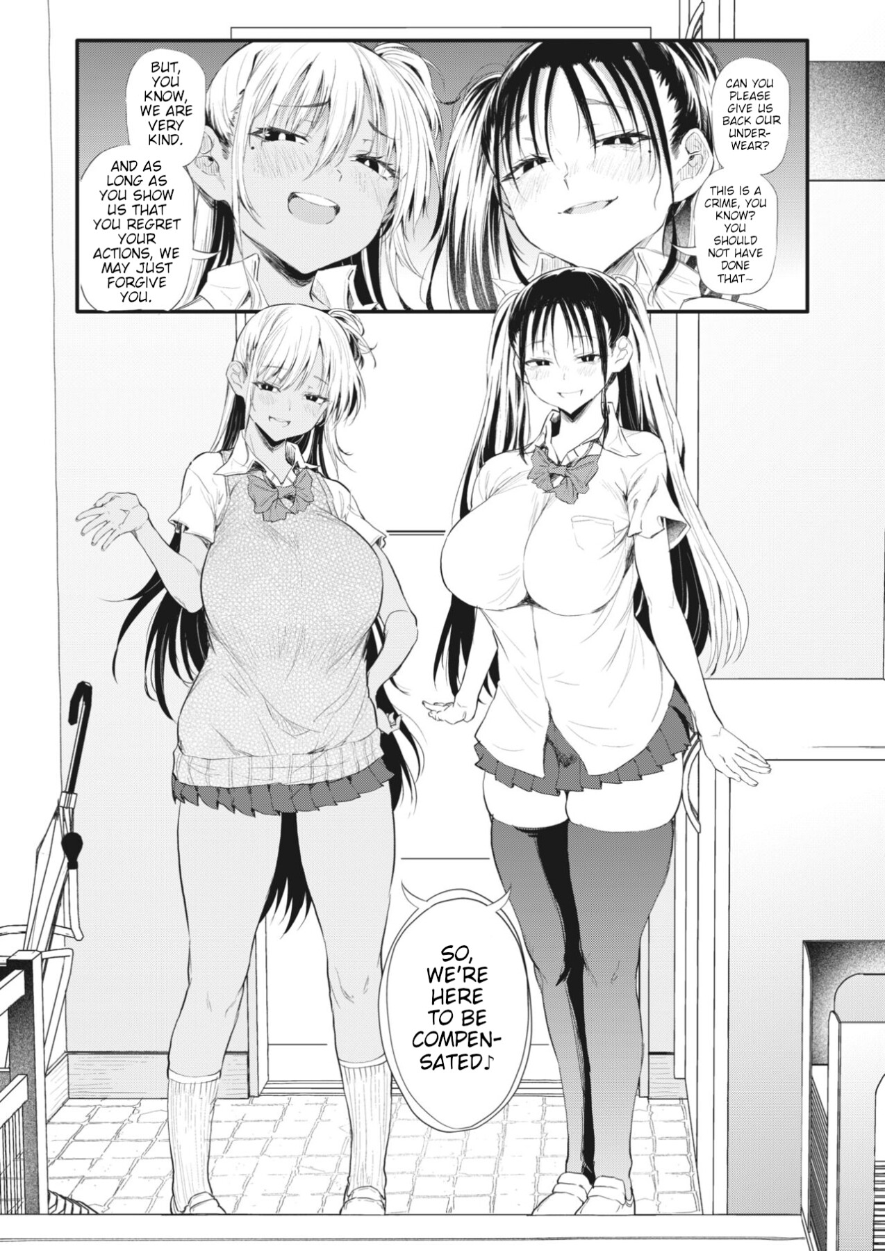 Hentai Manga Comic-They Caught My Crime On Camera Black And White Gyaru Sisters-Read-7